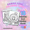 Libro para colorear imprimible. Kawaii food