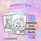 Libro para colorear imprimible. Kawaii food