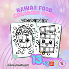 Libro para colorear imprimible. Kawaii food